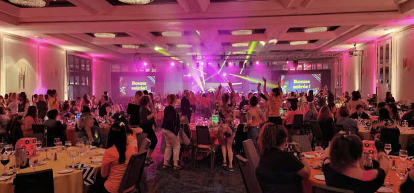 Corporate event with custom branded lighting and atmosphere