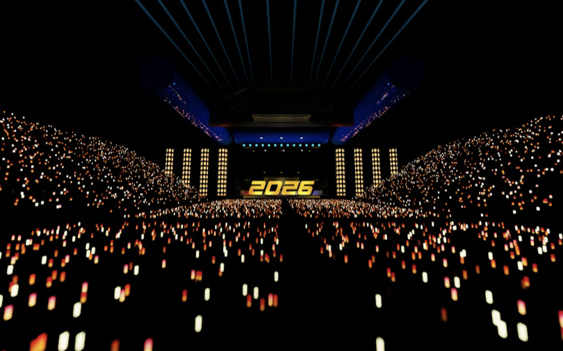 Stadium filled with thousands of synchronized LED wristbands